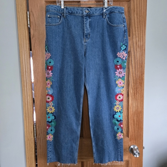 Boden Pants - Boden Pink and Yellow Straight Leg Pants